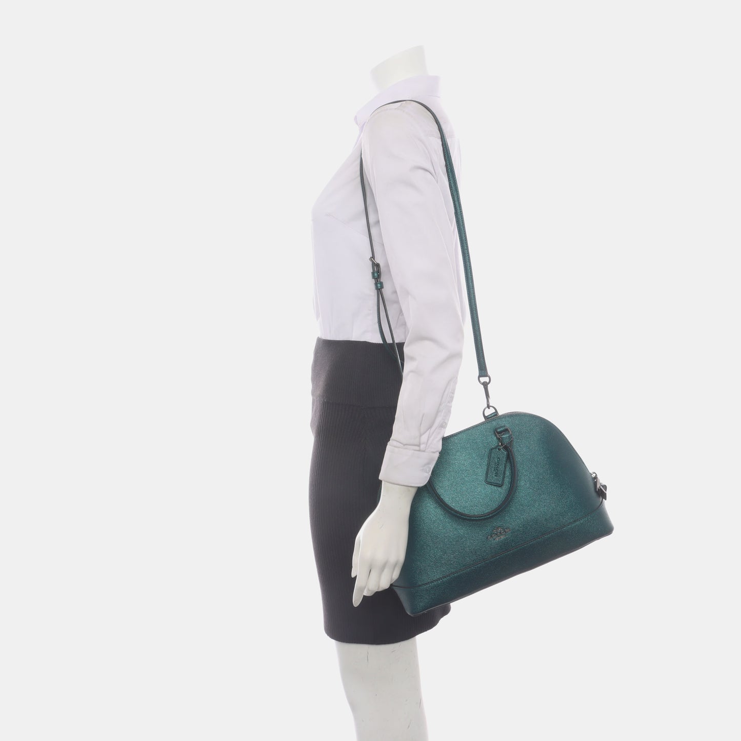 COACH SIERRA Green Leather Shoulder Bag Handbag Crossbody Ruthenium color hardware Removable shoulder strap-(SKU)-934772644