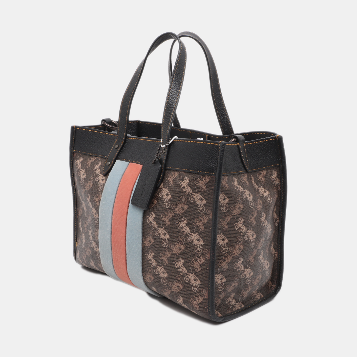 COACH FIELD Brown Coated Canvas Printed Carriage Single Shoulder Bag Crossbody Handbag Black hardware Pouch detachable shoulder strap-(SKU)-14243467