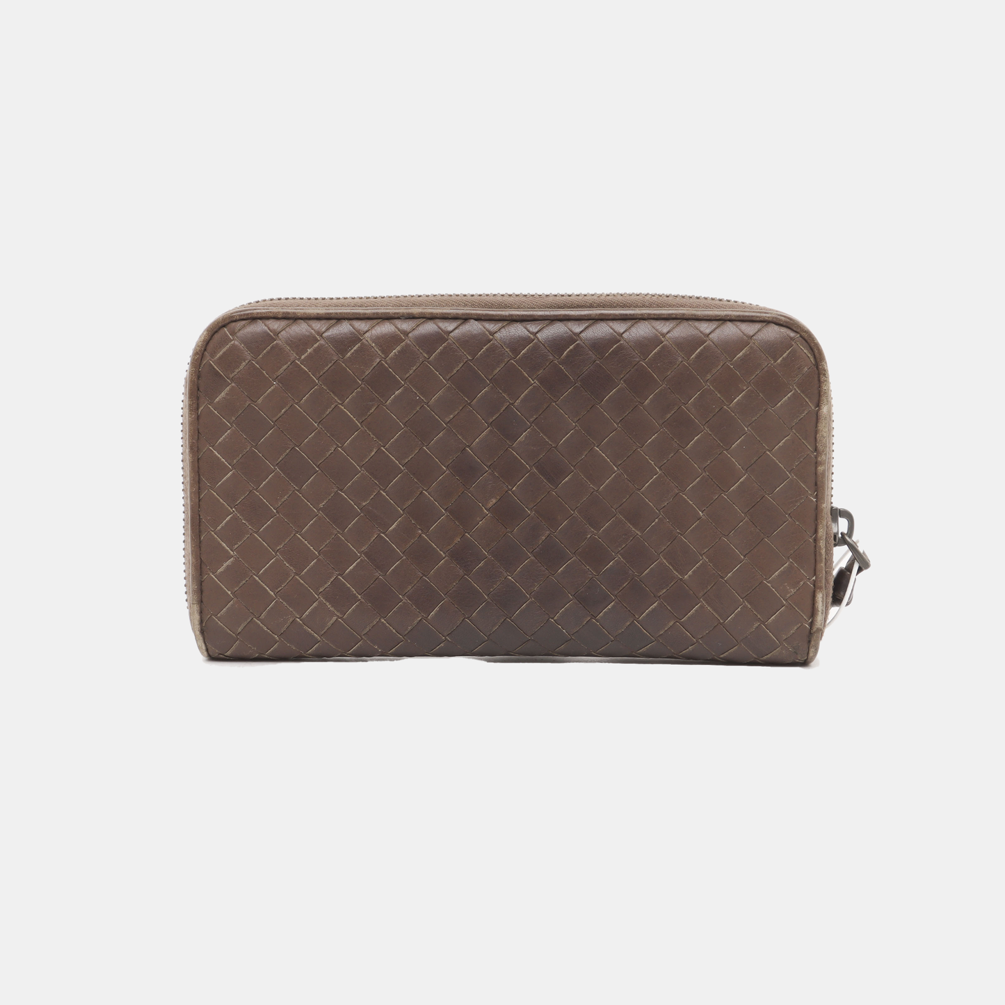 BOTTEGA VENETA Dark Brown Cowhide Woven Wallet Black hardware-(SKU)-939008283