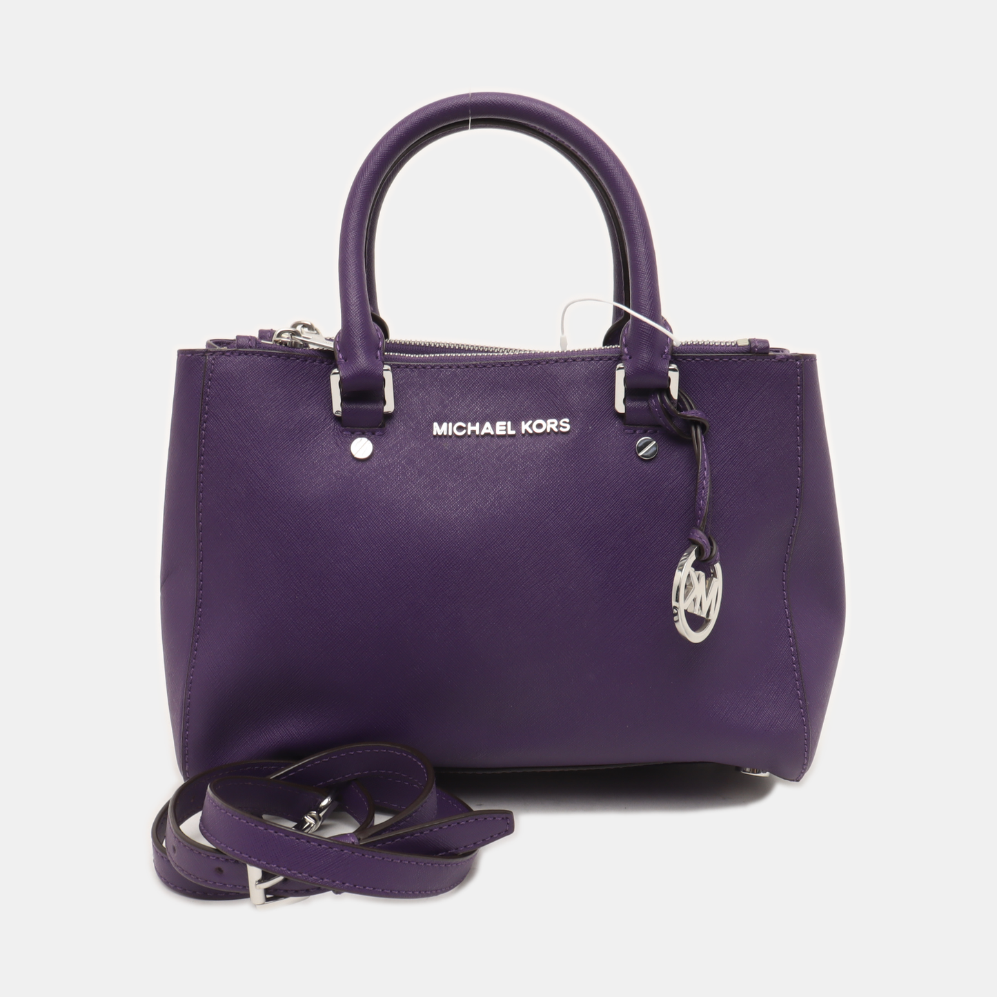MICHAEL KORS Small size Purple Leather Textured Studs Single Shoulder Bag Handbag Crossbody Silver Hardware Removable shoulder strap-(SKU)-930756966