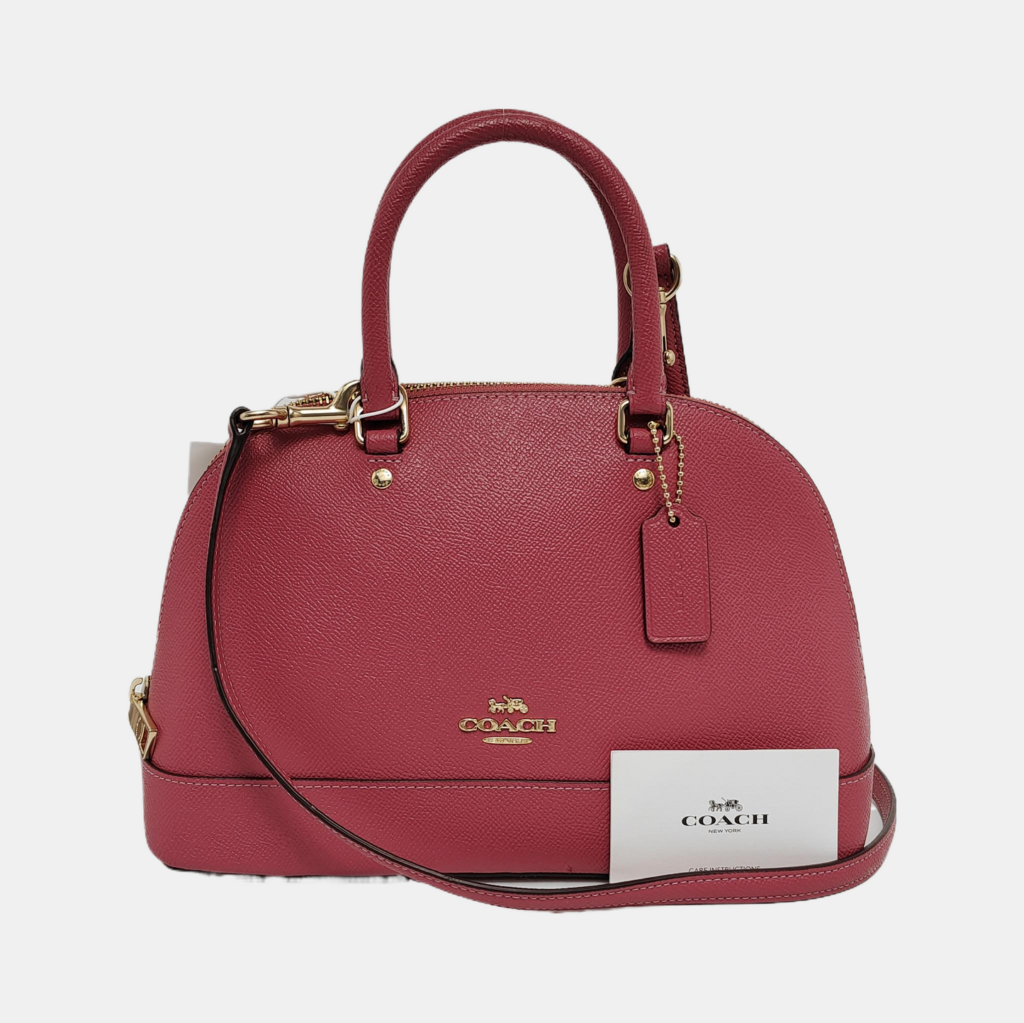 COACH SIERRA Medium size Rose Red Leather Single Shoulder Bag Crossbody Tote Golden hardware Removable shoulder strap-(SKU)-942911371