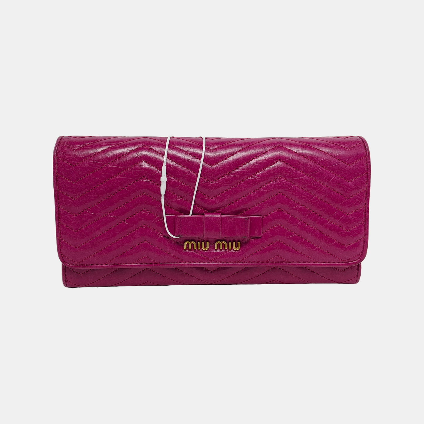 Miu Miu Miu Délice Fuchsia Cowhide Quilted Wallet Golden hardware-(SKU)-944517482