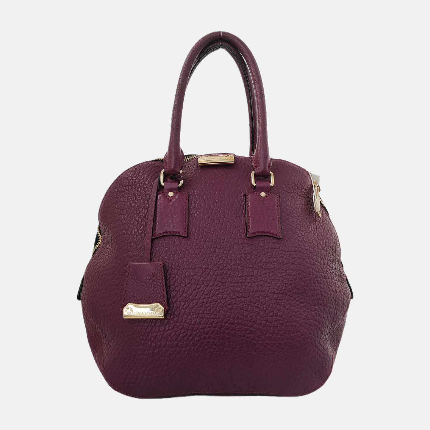 BURBERRY Clifton Plum Purple Cowhide Tote Bag Golden hardware-(SKU)-944416398