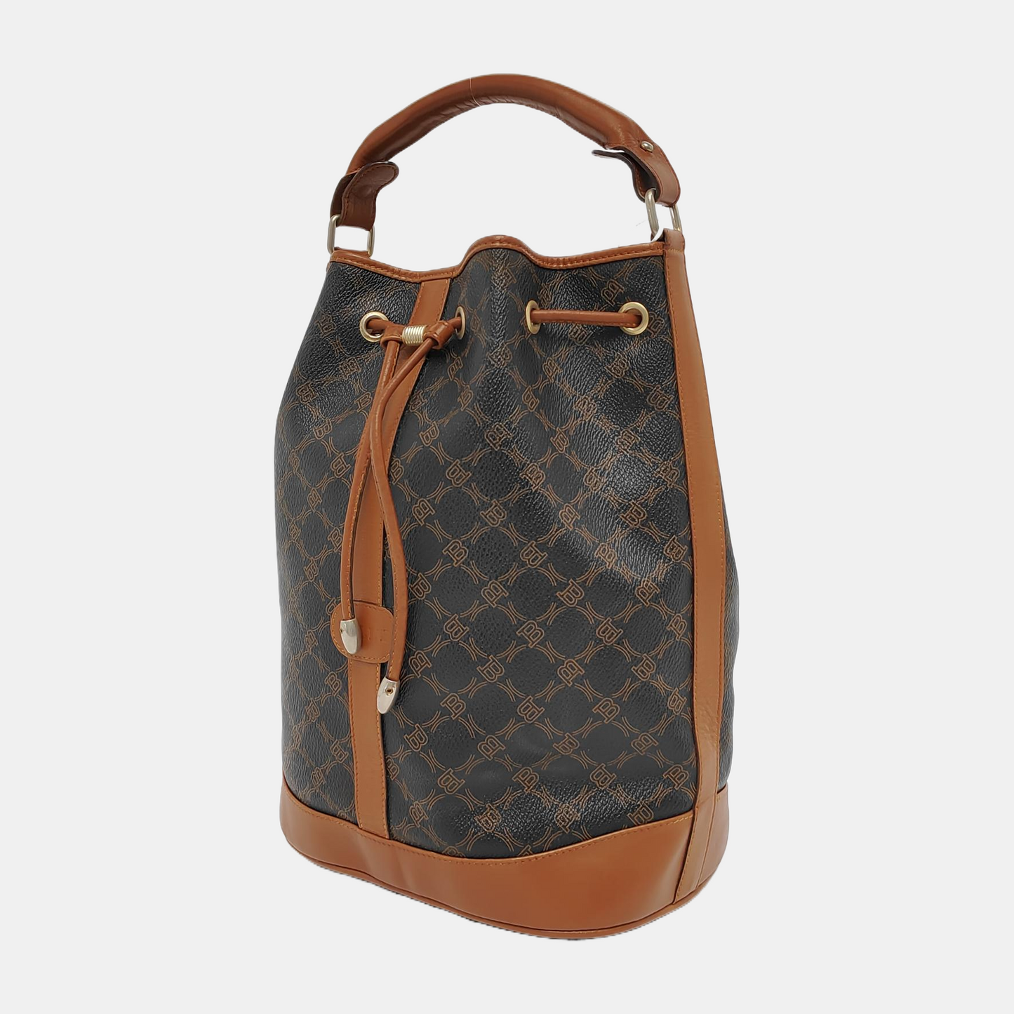 BALLY Bucket bag Black Coated Canvas Tote Bag Golden hardware-(SKU)-943650980