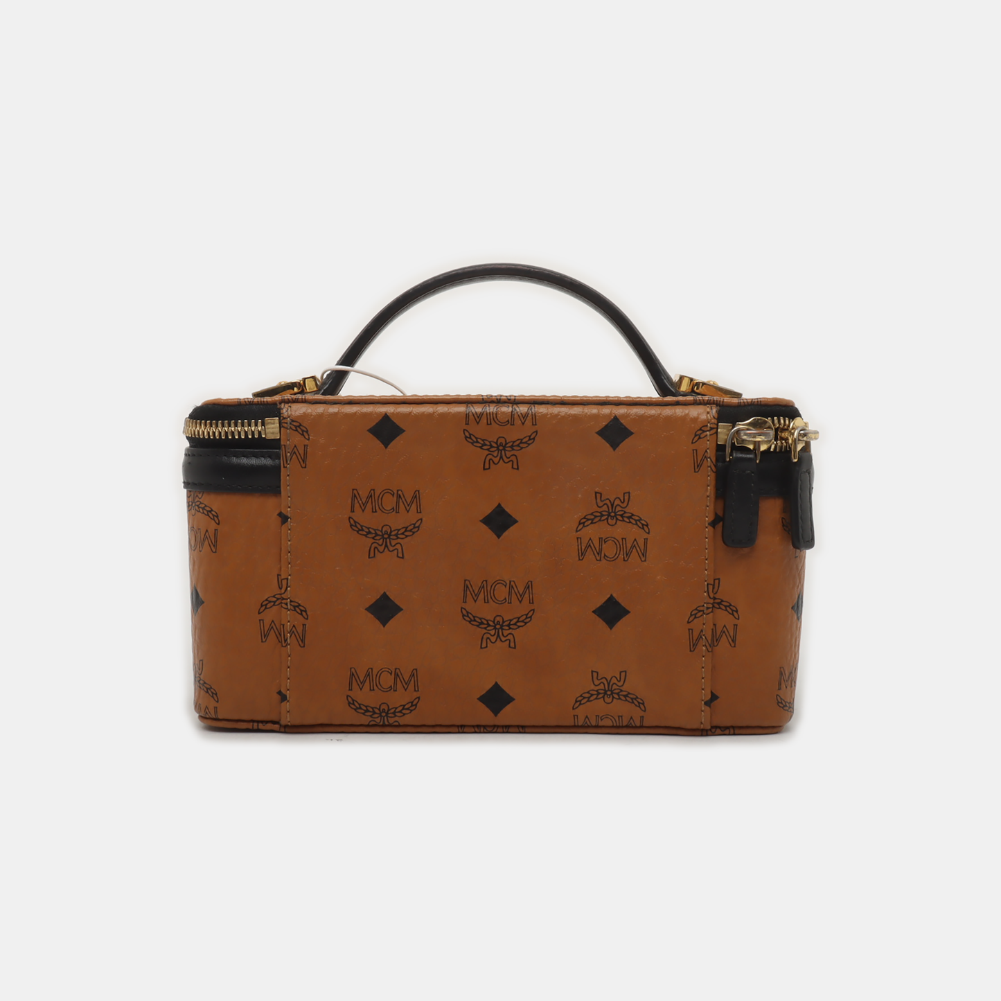 MCM ROCKSTAR mini Cognac Coated Canvas Monogrammed Single Shoulder Bag Tote Bag Crossbody Bag Golden hardware Removable shoulder strap-(SKU)-939759893