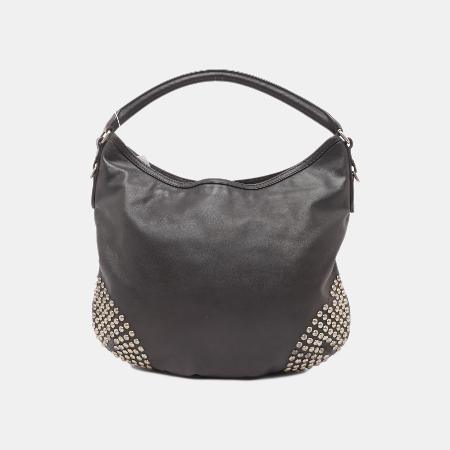 BURBERRY Ledbury Heritage Brown cowhide studded single shoulder bag handbag Golden hardware Removable shoulder strap-(SKU)-13122378
