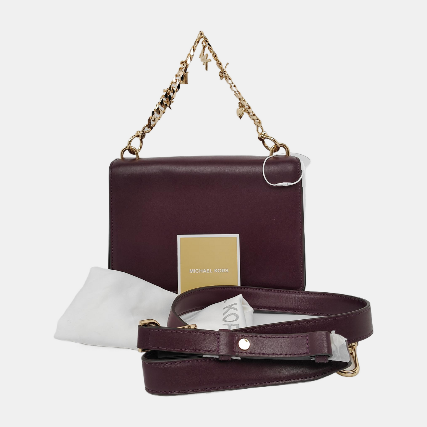 MICHAEL KORS Dark Purple Leather Sling Bag Crossbody Bag Handbag Golden hardware Removable shoulder strap-(SKU)-940824458