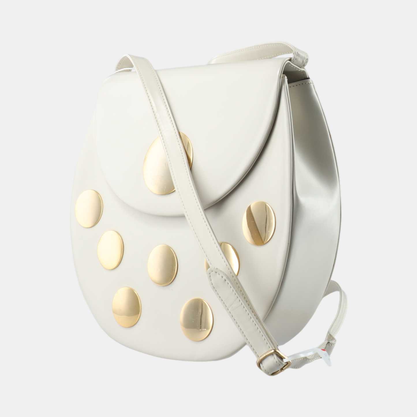 YSL White Cowhide Badge Backpack Shoulder Bag Crossbody Bag Golden hardware-(SKU)-12304676