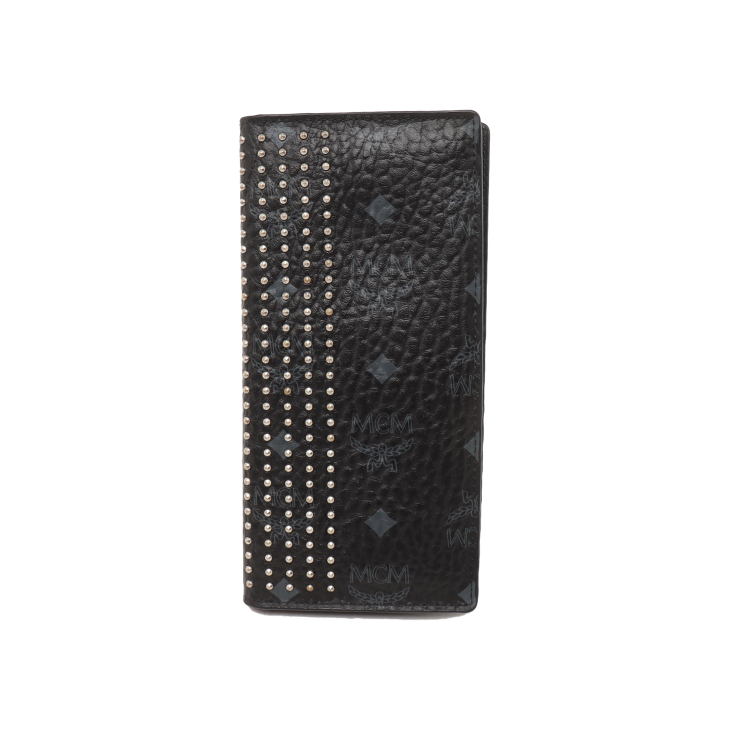 MCM Black Coated Canvas Stud Wallet Silver Hardware-(SKU)-938652403