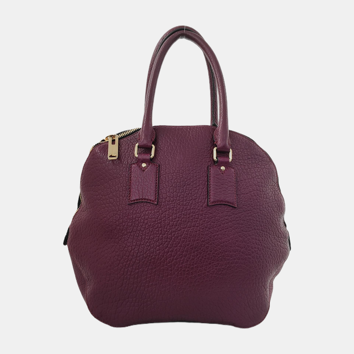 BURBERRY Clifton Plum Purple Cowhide Tote Bag Golden hardware-(SKU)-944416398