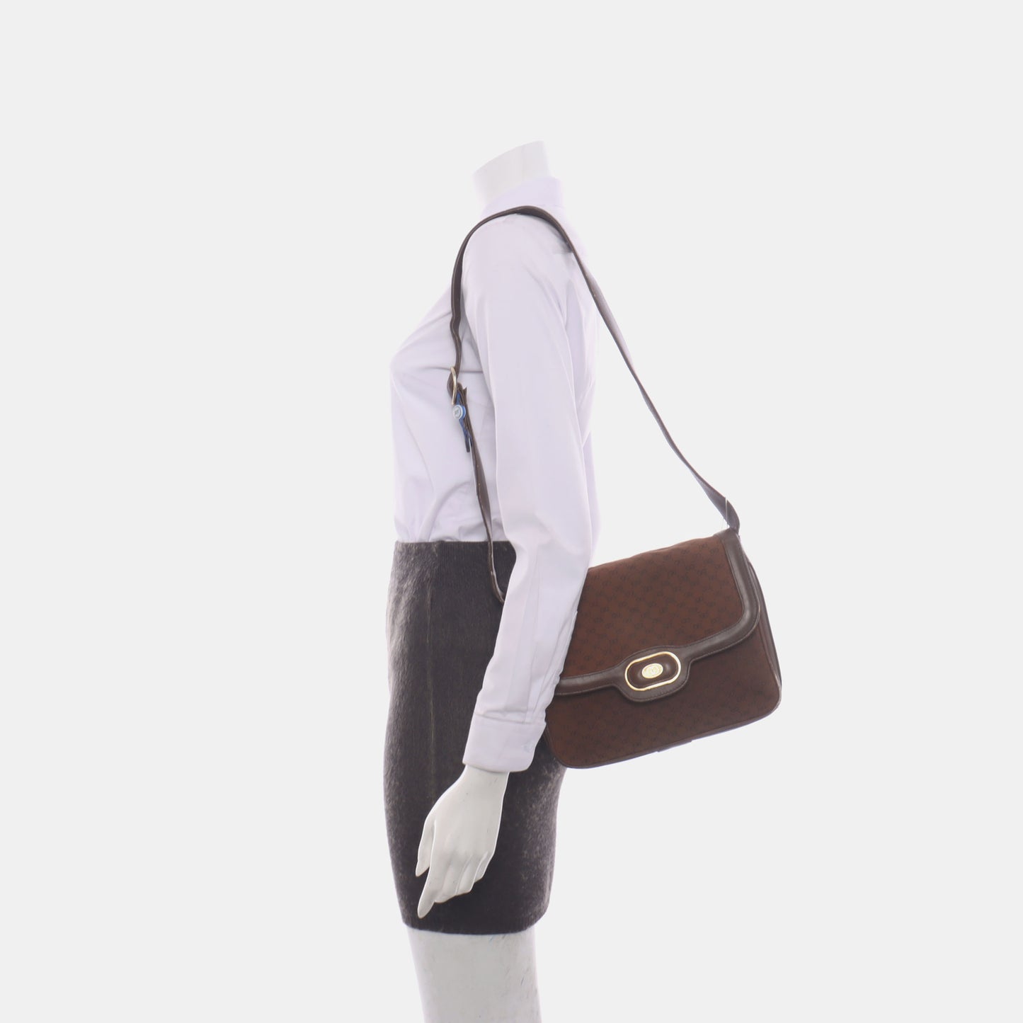 GUCCI GG Messenger Brown Canvas Monogram Shoulder Bag Golden hardware Vintage model-(SKU)-13122359