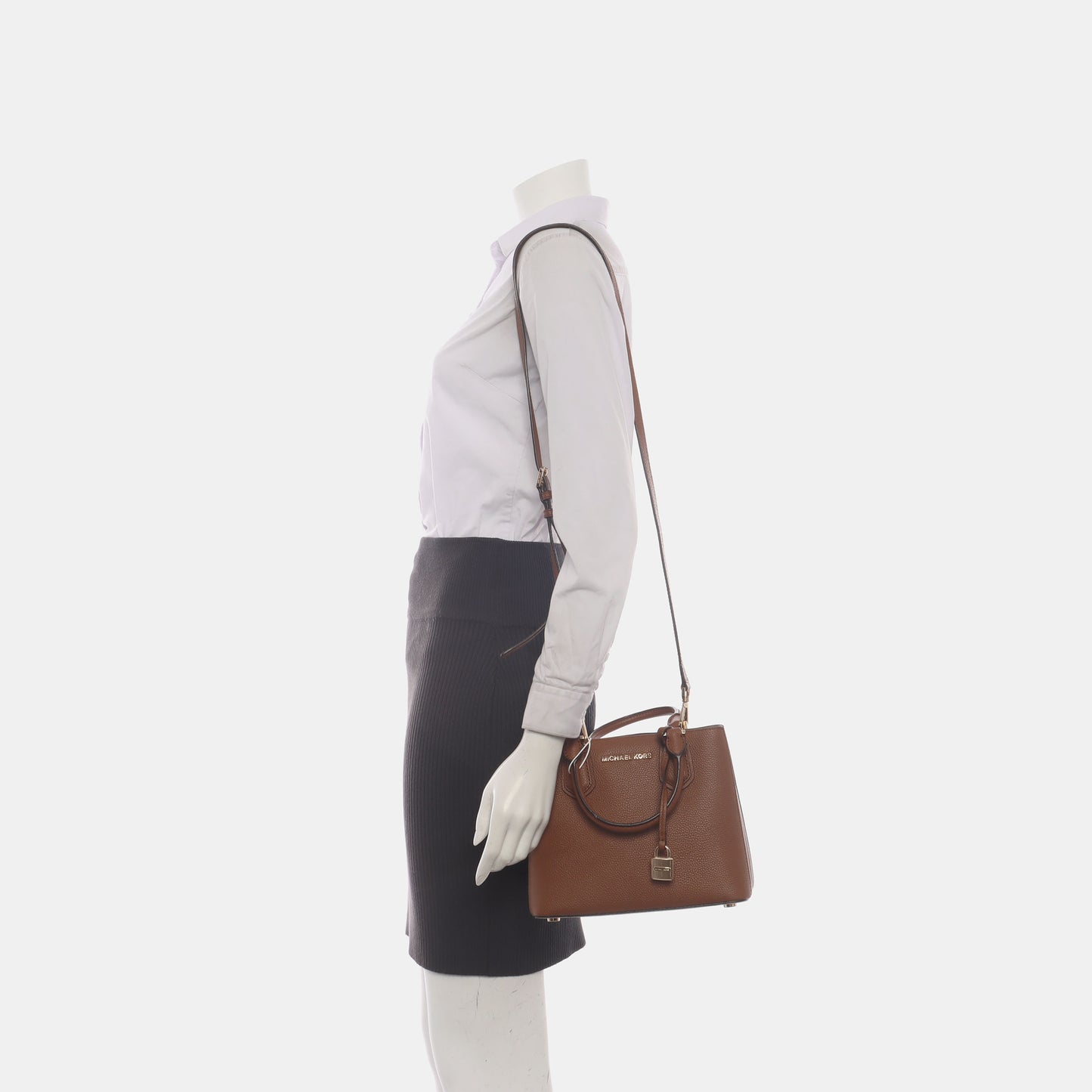 MICHAEL KORS Tote bag Brown Cowhide Embossed Single Shoulder Bag Tote Bag Crossbody Bag Golden hardware Removable shoulder strap-(SKU)-935890394