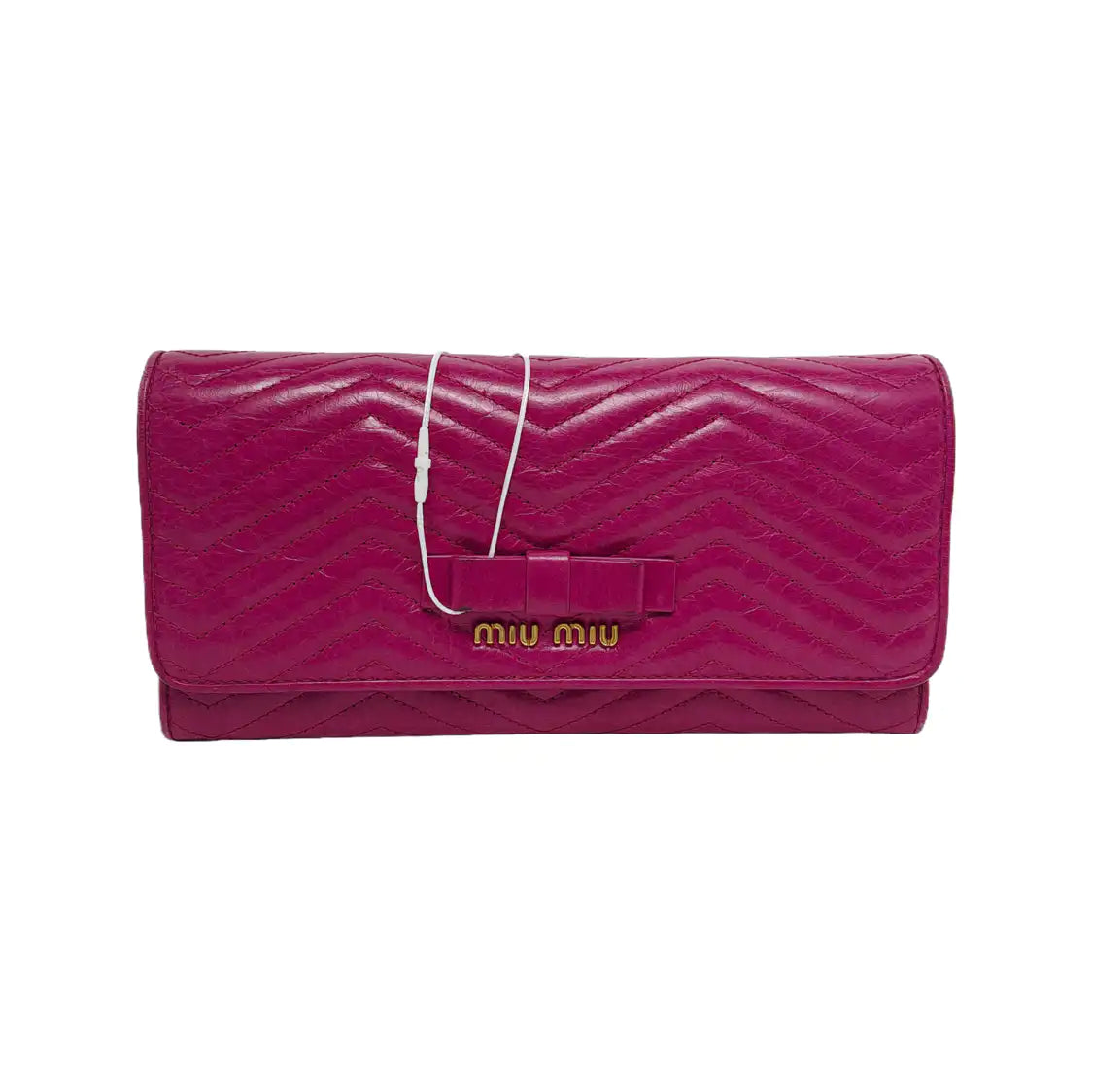 Miu Miu Miu Délice Fuchsia Cowhide Quilted Wallet Golden hardware-(SKU)-944517482