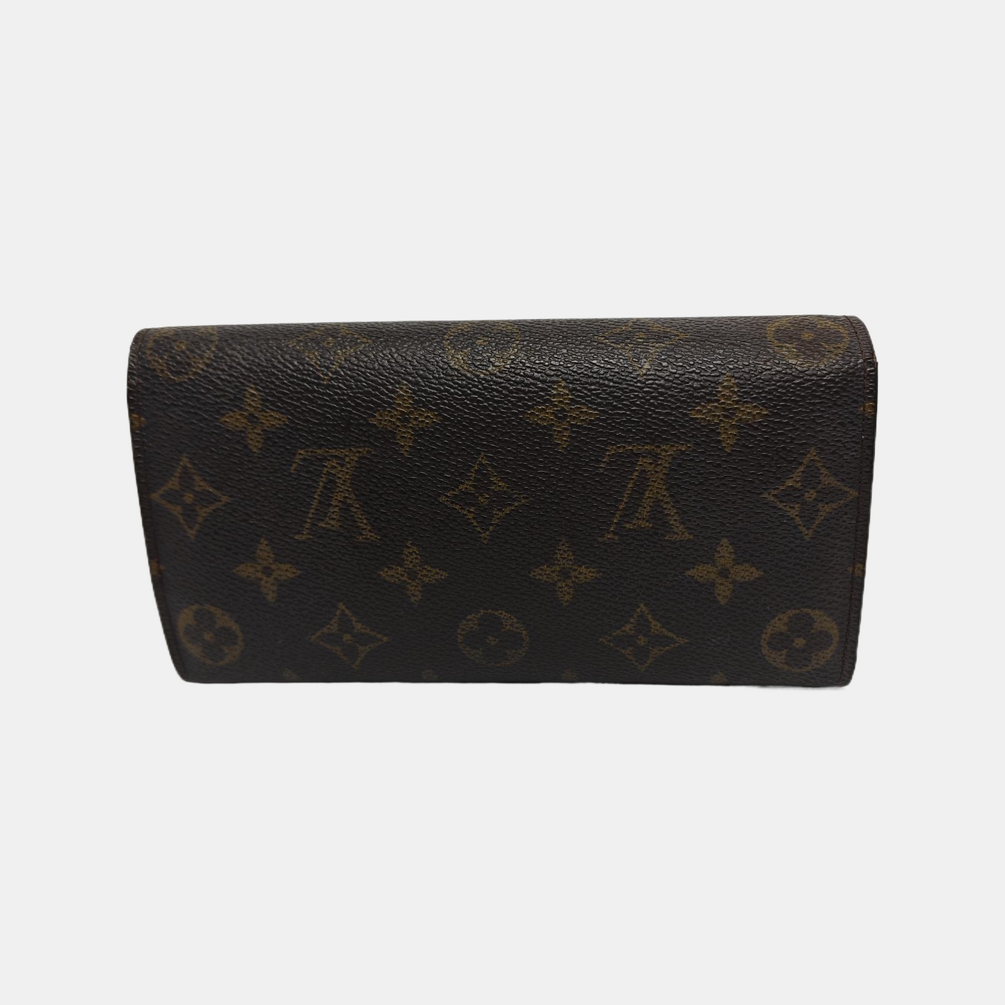 LOUIS VUITTON PORTE MONNAIE Large size Brown coated canvas vintage wallet Golden hardware-(SKU)-944949286