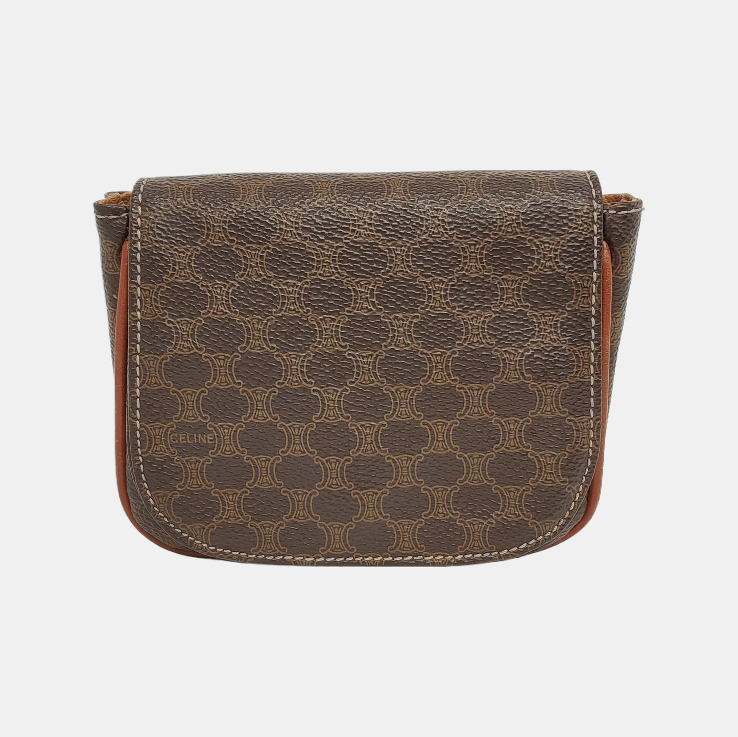CELINE Black coated canvas Arc de Triomphe handbag腰包/胸包 Golden hardware-(SKU)-942847471