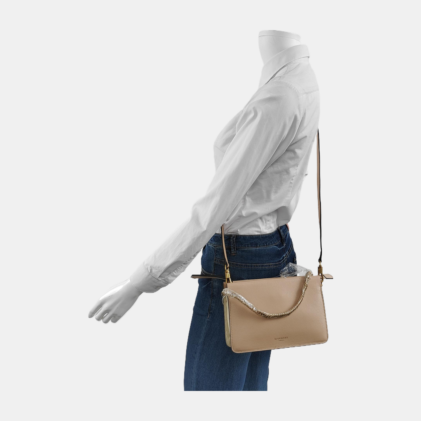 GIVENCHY Light Pink Leather Sling Bag Single Shoulder Bag Golden hardware Removable shoulder strap-(SKU)-944292326