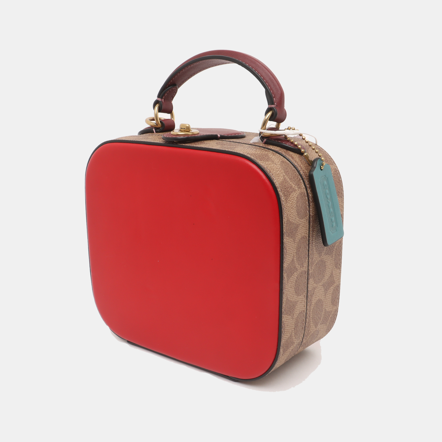 COACH Lunar New Year Red Coated Canvas Monogrammed Print Shoulder Bag Golden hardware Removable shoulder strap-(SKU)-933507798