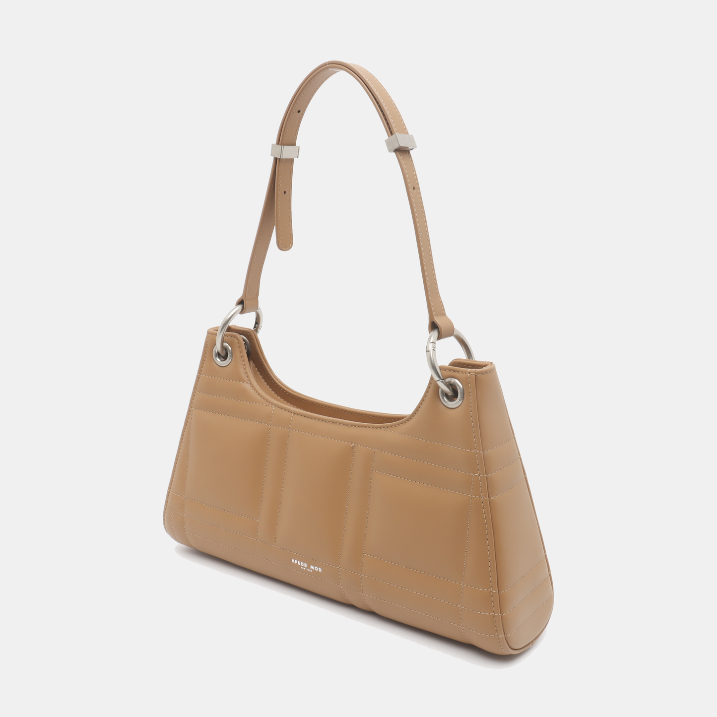 APEDE MOD Froggy Brown Leather Quilted Single Shoulder Bag Tote Bag Golden hardware-(SKU)-935941126