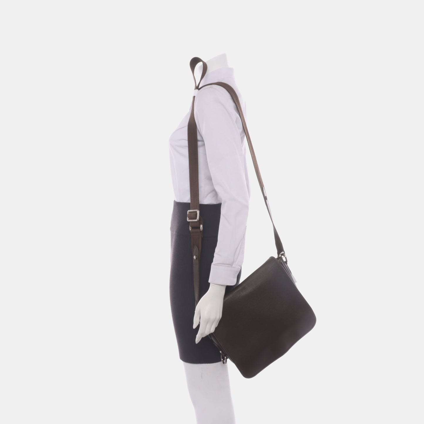 LOUIS VUITTON ANDREI Dark brown cowhide postman bag crossbody bag, shoulder bag Silver Hardware-(SKU)-930085105