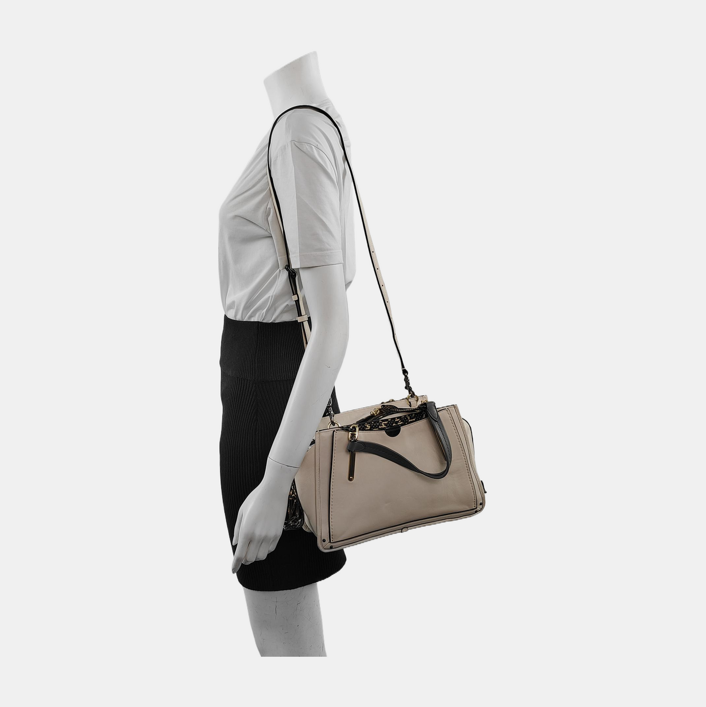 COACH DREAMER Beige Leather Single Shoulder Bag Handbag Crossbody Golden hardware Removable shoulder strap-(SKU)-940749659
