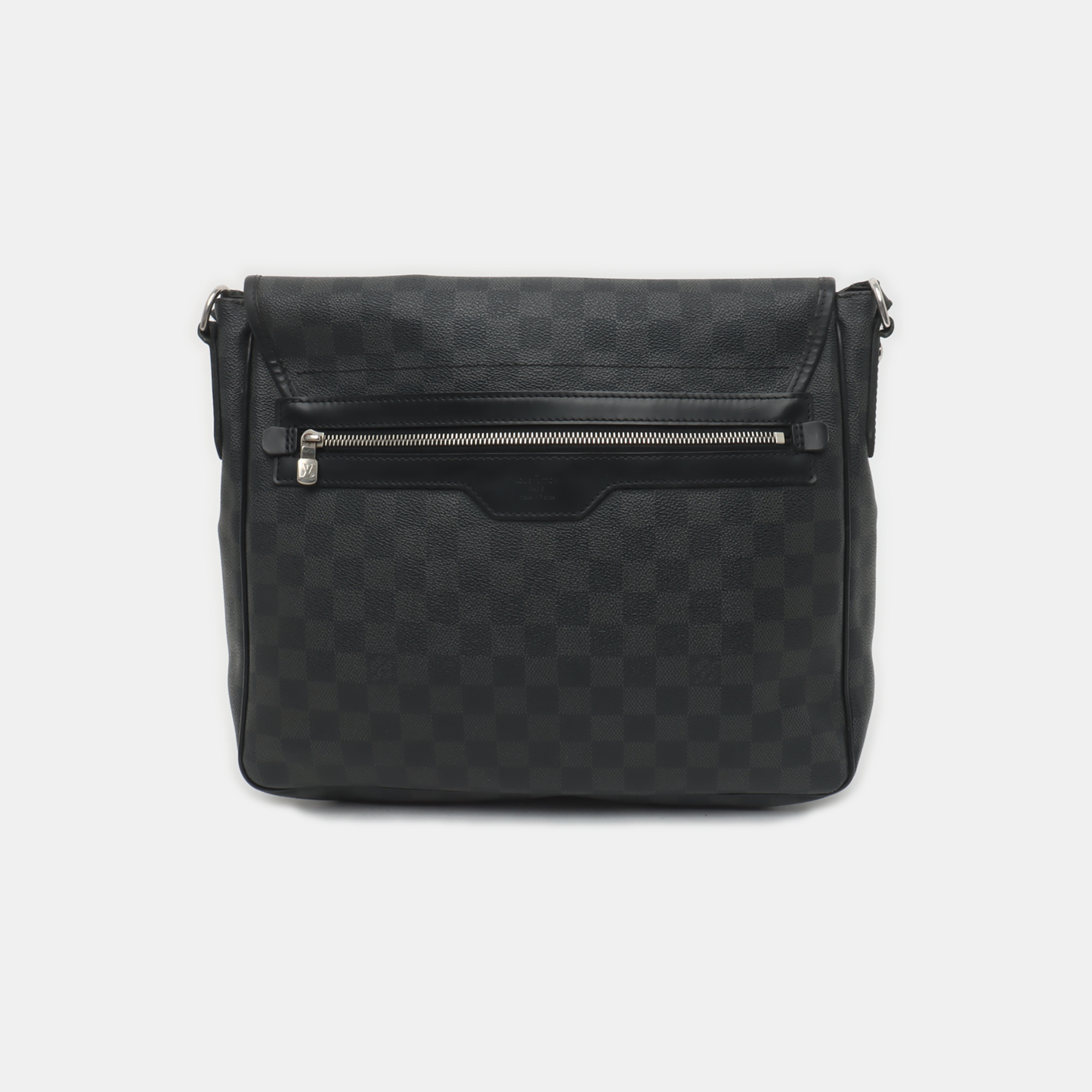 LOUIS VUITTON DANIEL Gray Coated Canvas Checkerboard Single Shoulder Bag Crossbody Bag Silver Hardware-(SKU)-938485828