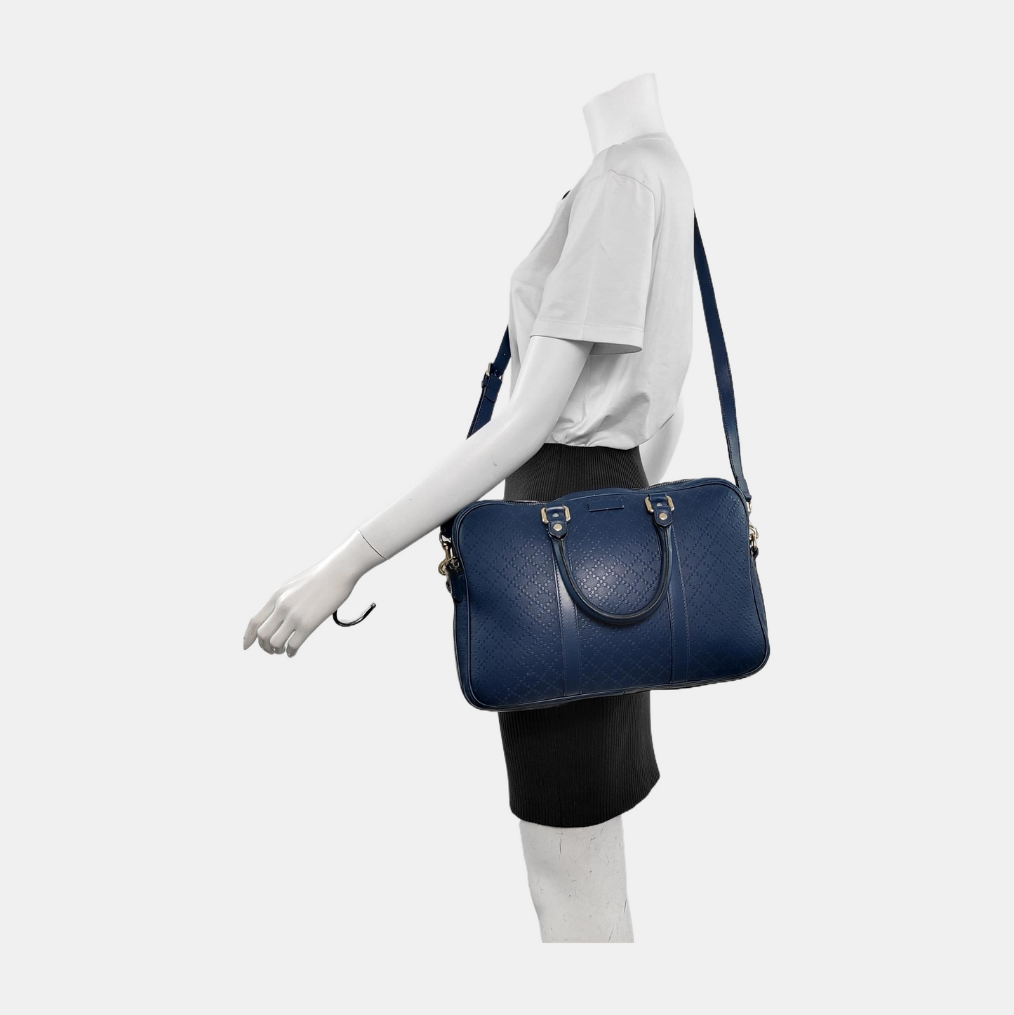 GUCCI Blue cowhide single shoulder bag Golden hardware Removable shoulder strap-(SKU)-941163649