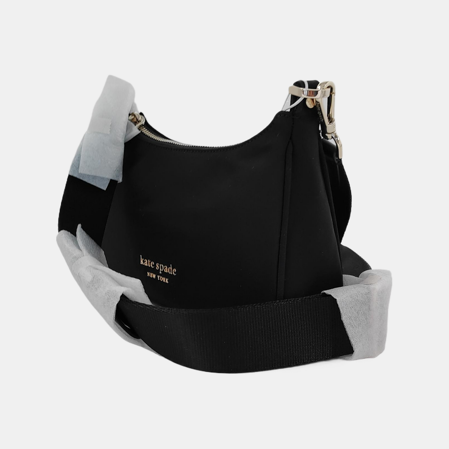 Kate Spade Black Nylon Crossbody Single Shoulder Bag Handbag Golden hardware Removable shoulder strap-(SKU)-944647989