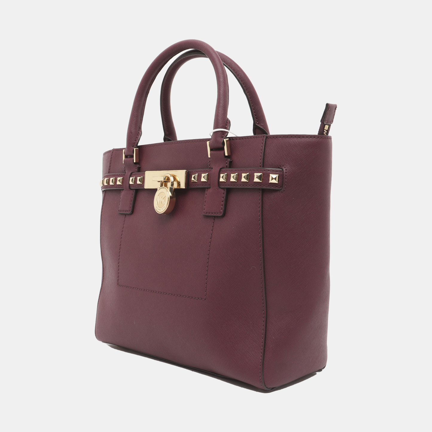 MICHAEL KORS Hamilton Fuchsia Red Calfskin Studs Single Shoulder Crossbody Bag Golden hardware Removable shoulder strap-(SKU)-939155071