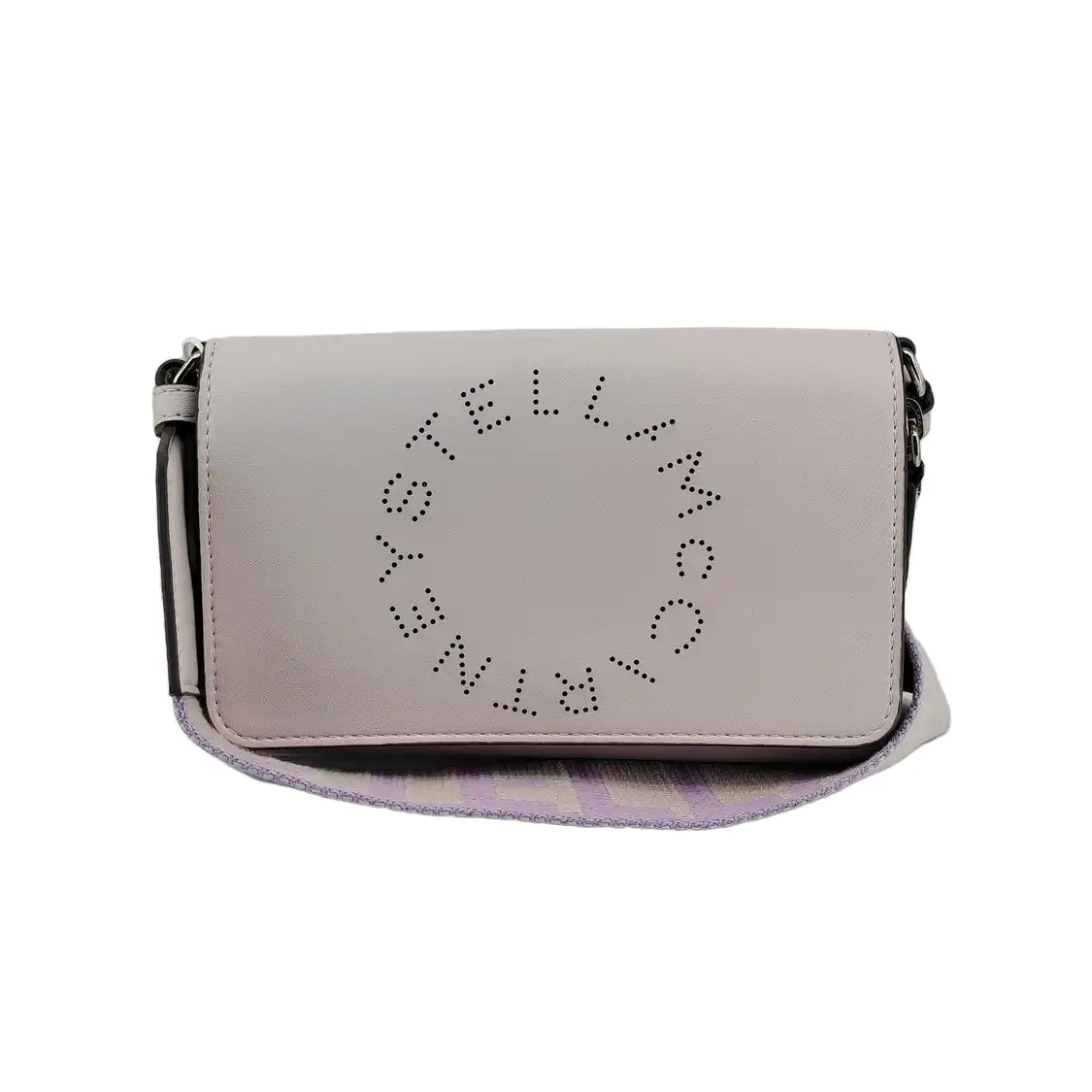 STELLA McCARTNEY Stella Logo Purple Leather Cutout Crossbody Shoulder Handbag Clutch Silver Hardware Removable shoulder strap-(SKU)-940252435