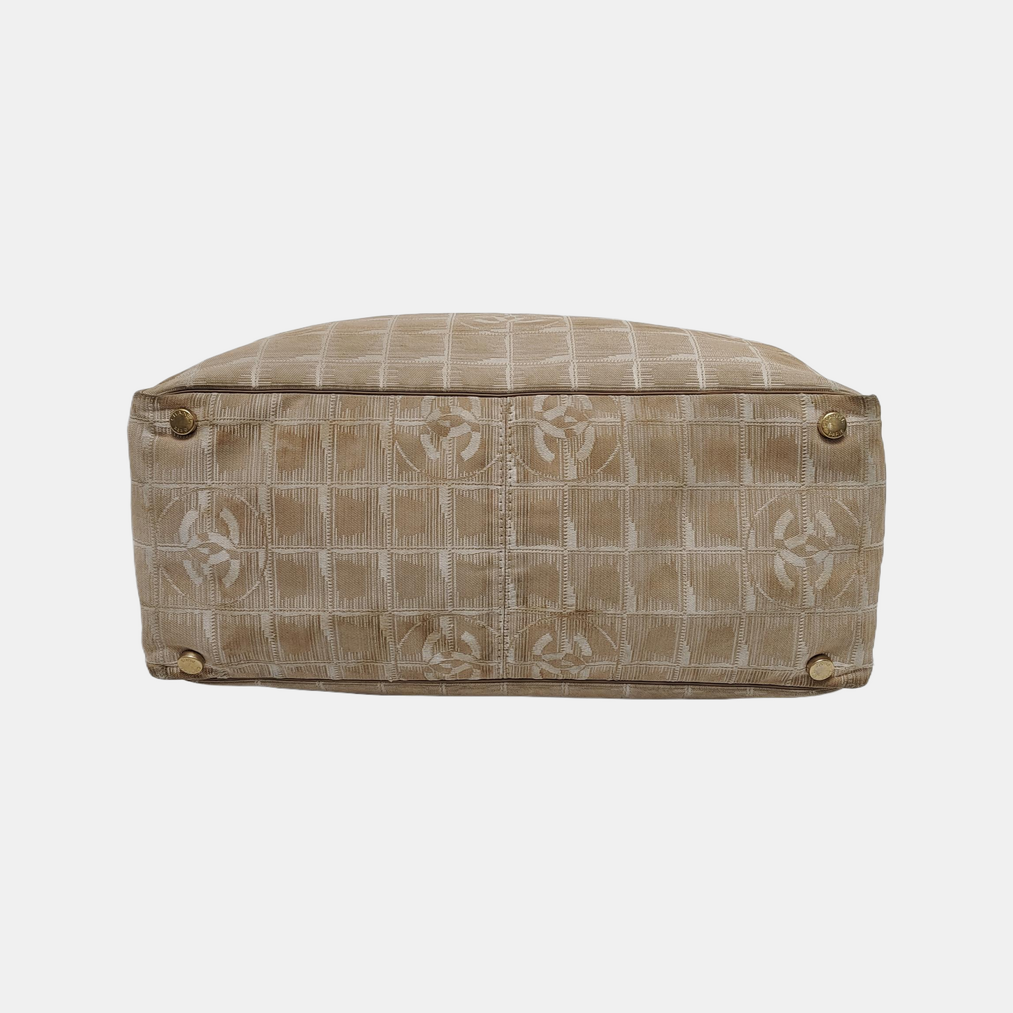 CHANEL TRAVEL LINE Ivory Fabric Ice Grid Single Shoulder Bag Tote Bag Golden hardware 9nan-(SKU)-944131983