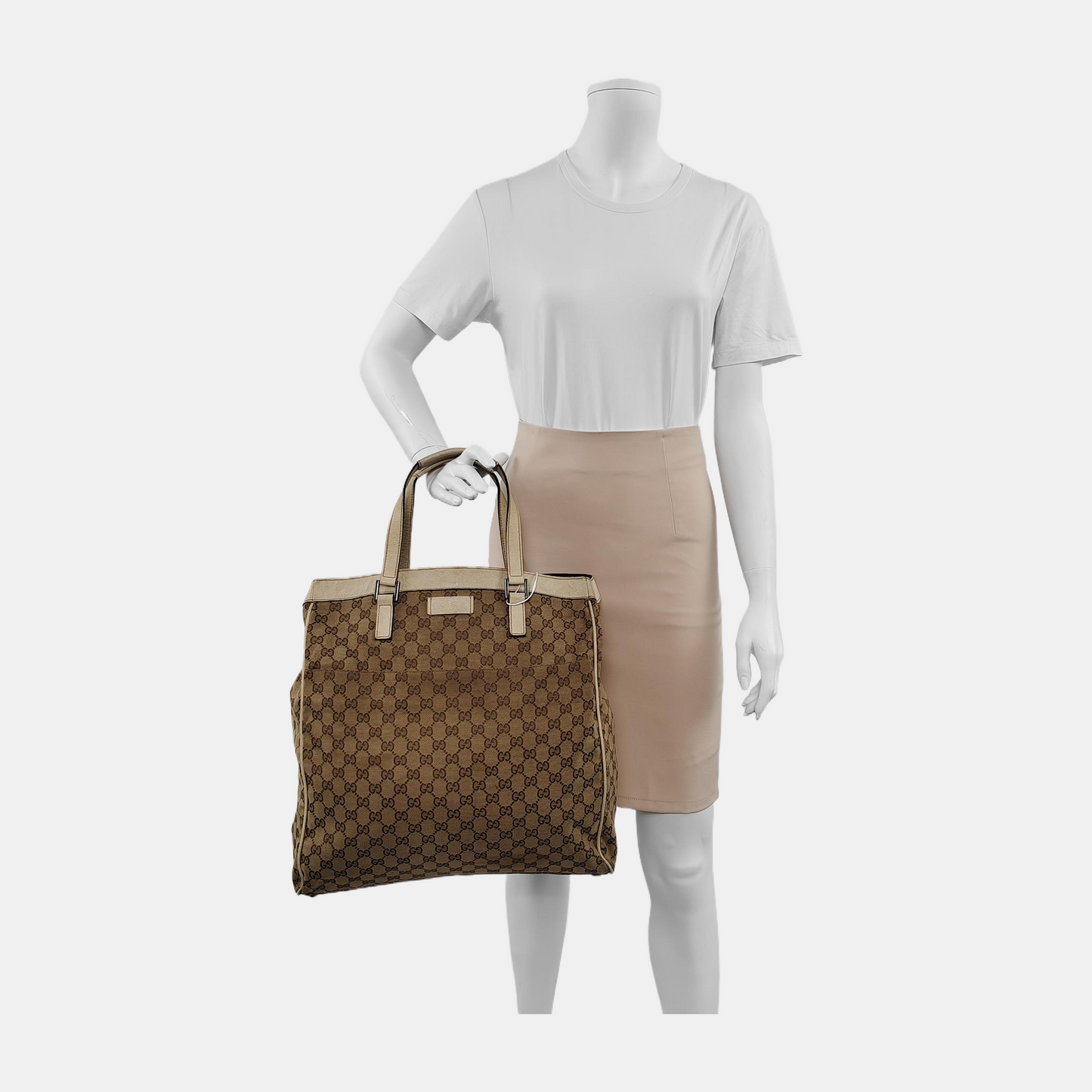 GUCCI Tote bag Brown Canvas Crocodile Patterned Tote Shoulder Crossbody Bag Silver Hardware-(SKU)-941415646