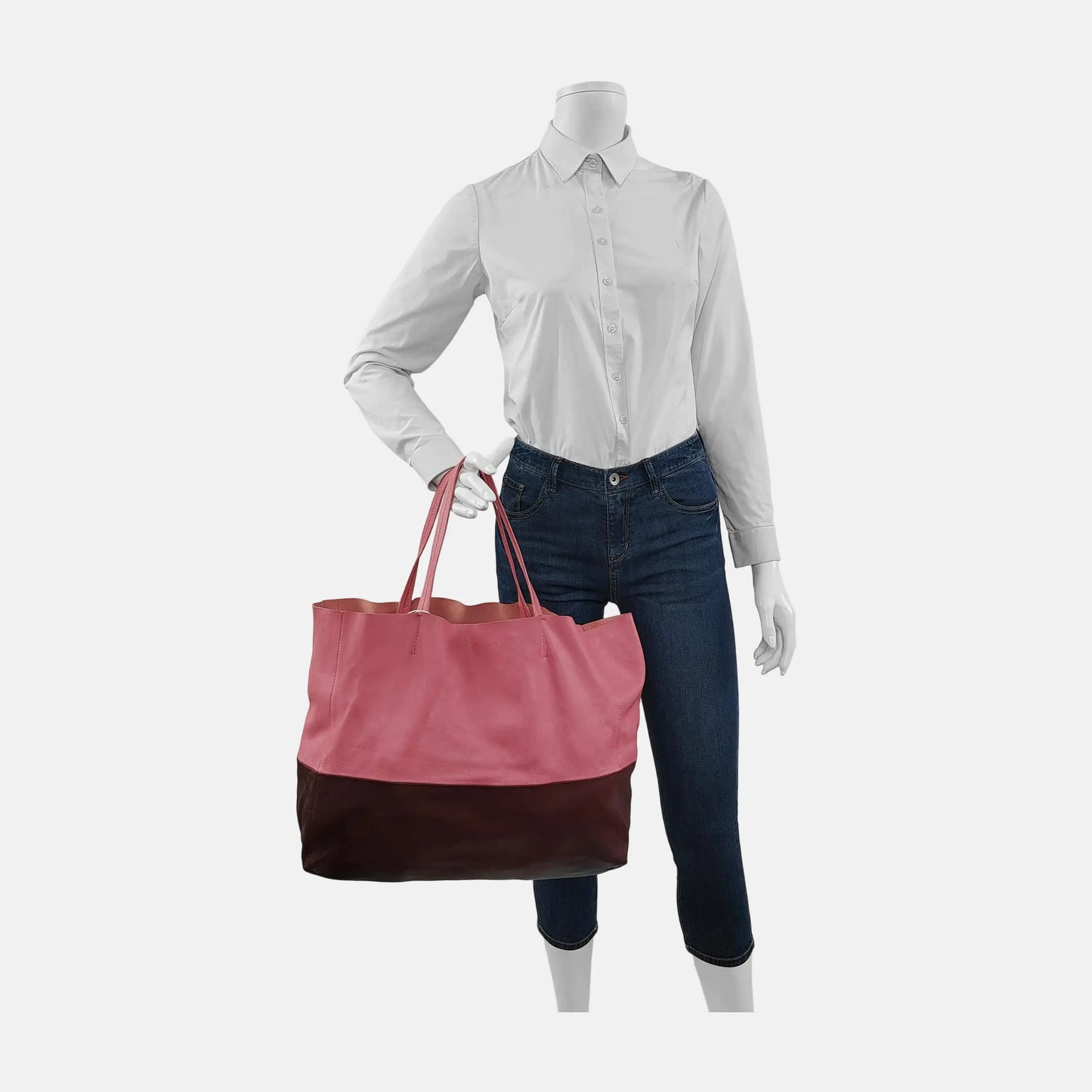 CELINE VERTICAL CABAS Pink Leather Tote Bag Golden hardware-(SKU)-944804714