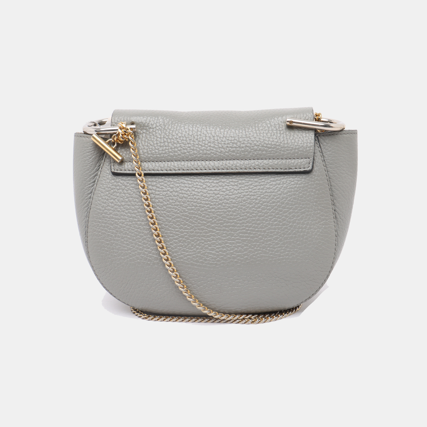 Chloé Drew mini Gray Calf Leather Piggy Bag Single Shoulder Bag Golden hardware Removable shoulder strap-(SKU)-13014062