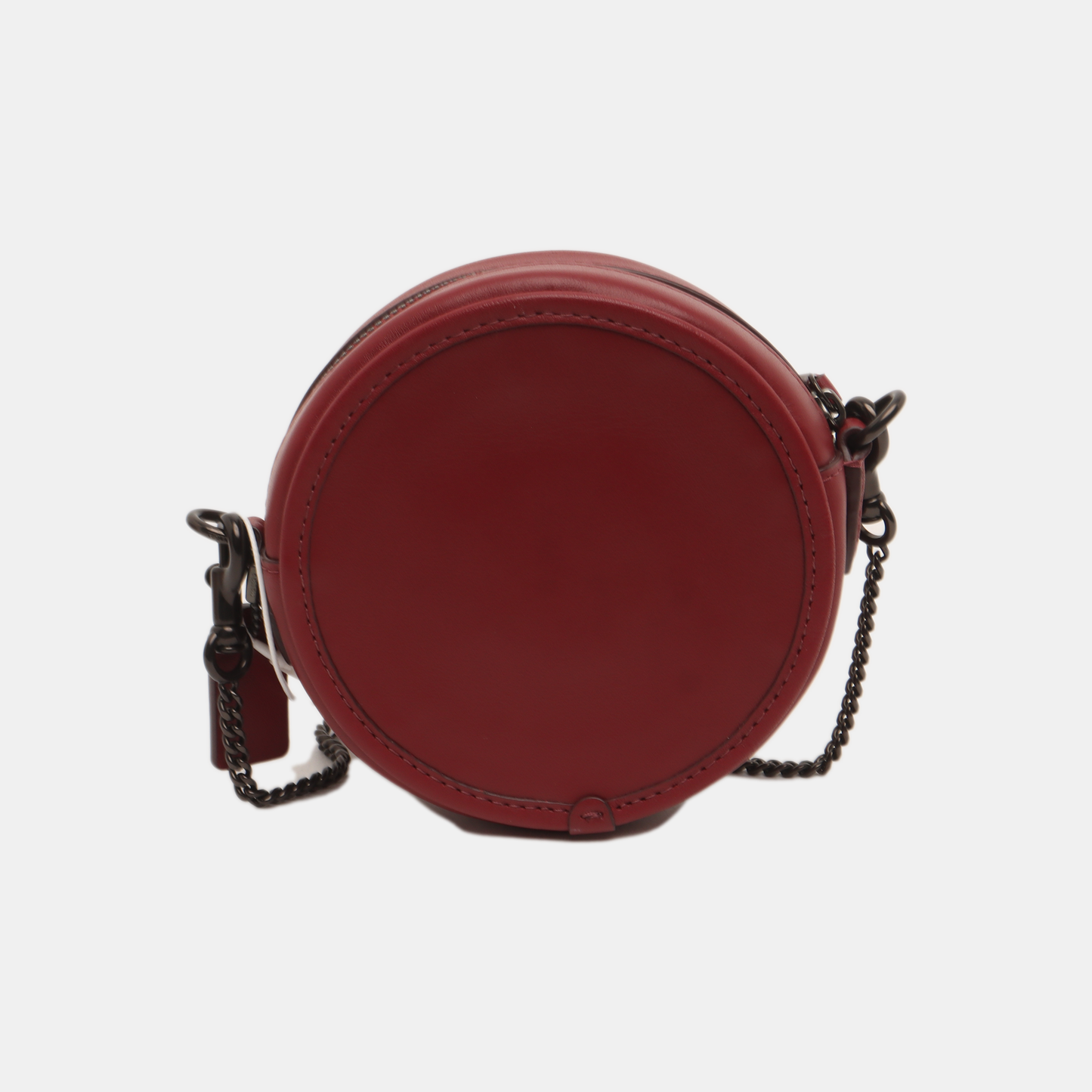 COACH Round Bun Bag Red Leather Studs Patchwork Single Shoulder Bag Crossbody Bag Black hardware Removable shoulder strap-(SKU)-14340529