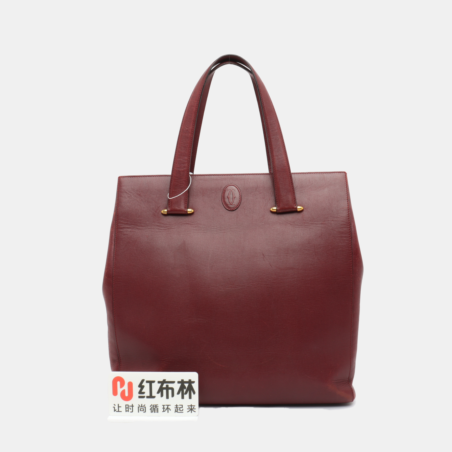 Cartier Tote bag Burgundy Cowhide Studs Shoulder Bag Handbag Golden hardware-(SKU)-12225119