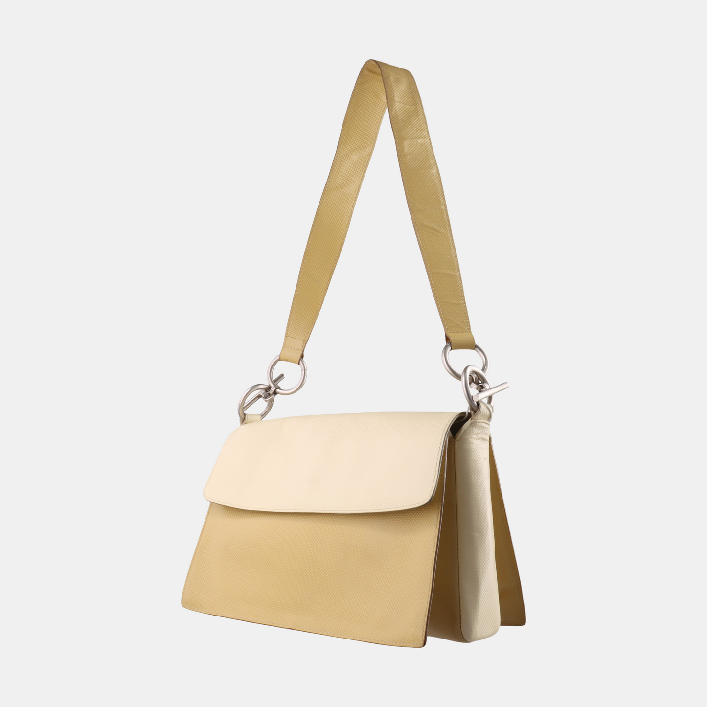 BOTTEGA VENETA Yellow Cowhide Embossed Single Shoulder Bag Silver Hardware Vintage model Removable shoulder strap-(SKU)-930402903