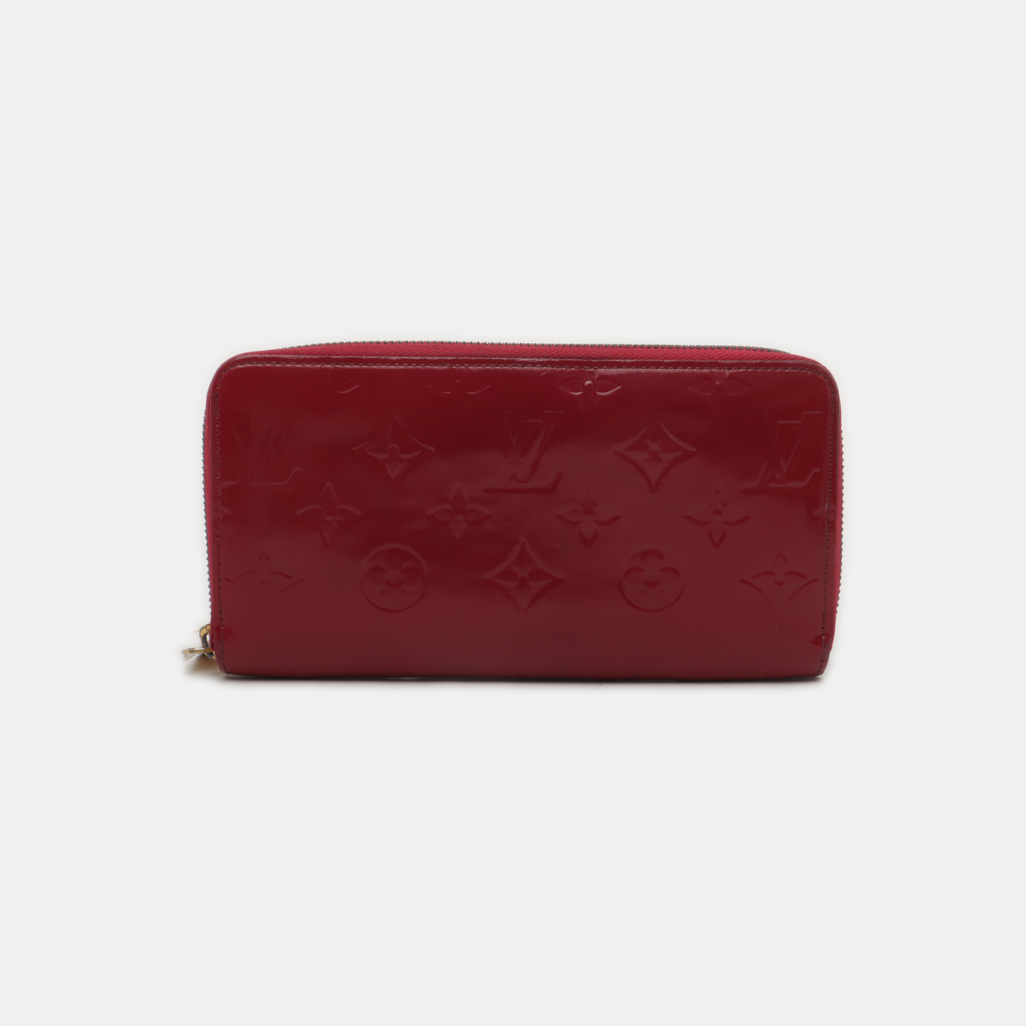 LOUIS VUITTON Fuchsia Patent Leather Crinkled Wallet Golden hardware-(SKU)-939810629