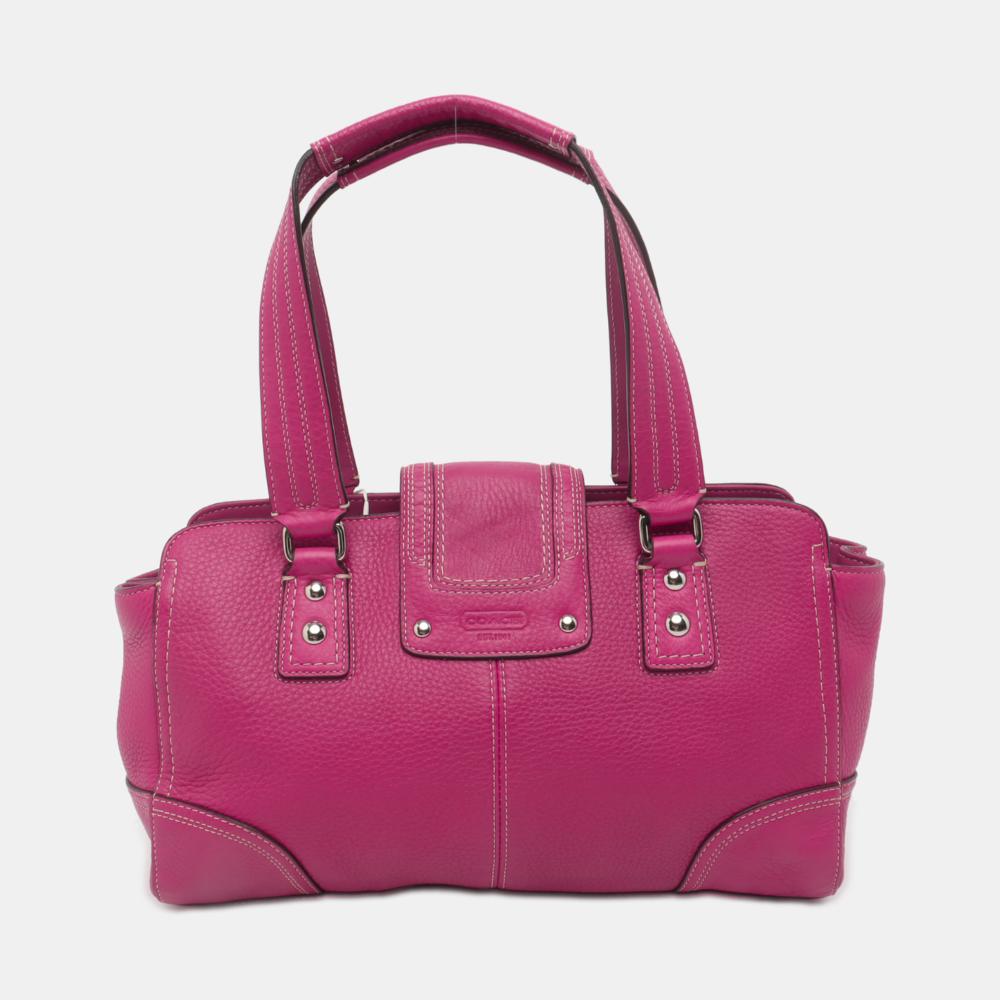 COACH Tote bag Hot Pink Leather Shoulder and Handbag Silver Hardware-(SKU)-933278329