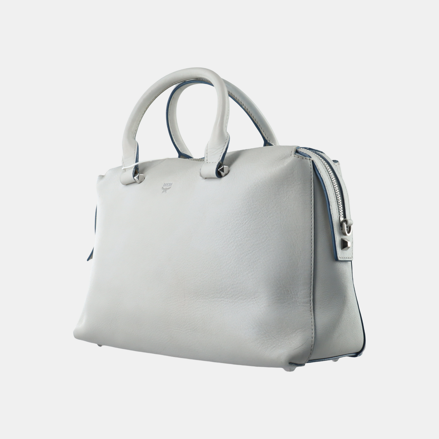 MCM ELLA Light Blue Leather Single Shoulder Bag Silver Hardware Removable shoulder strap-(SKU)-934712148