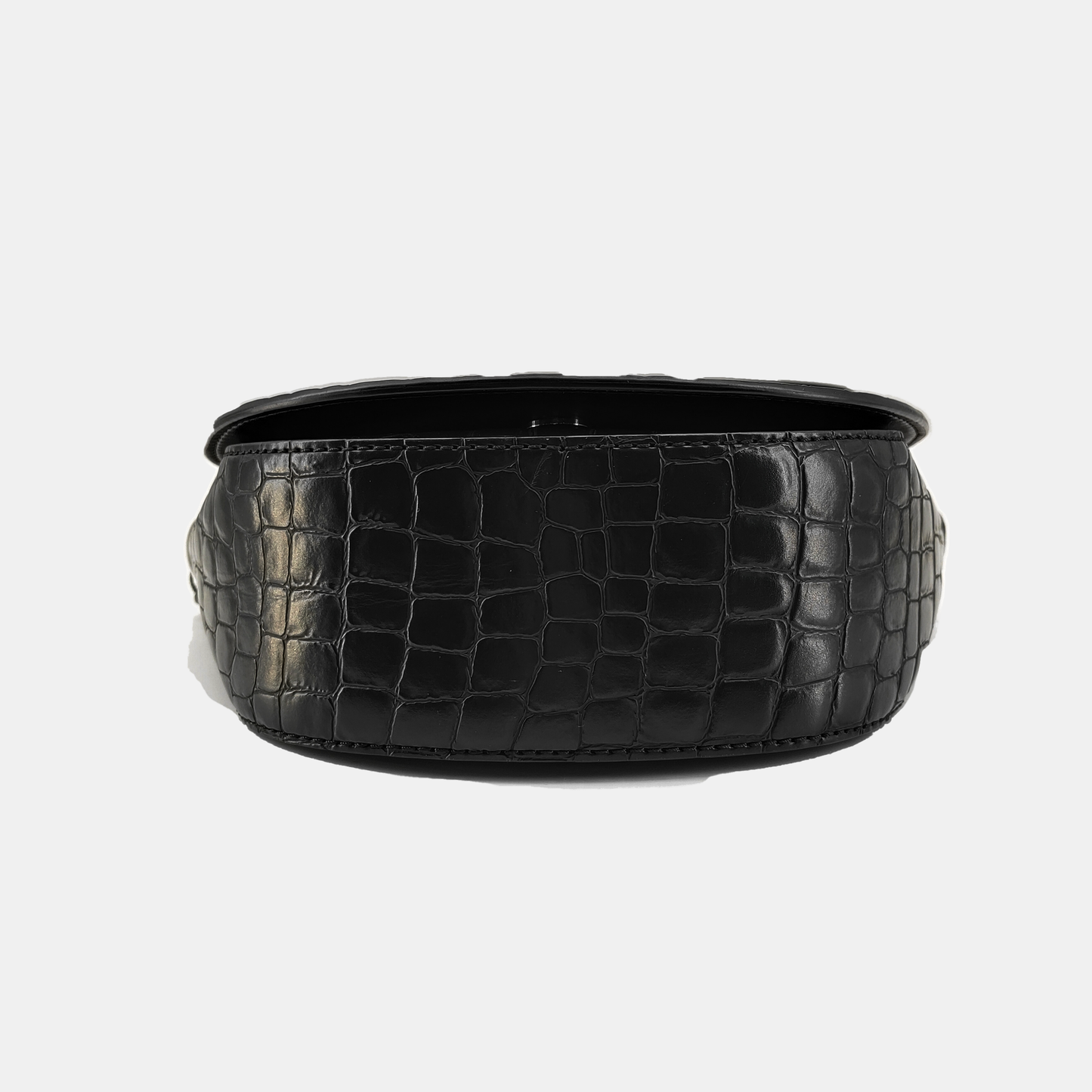 STELLA McCARTNEY Black Leather Texture Inlaid Single Shoulder Bag Silver Hardware Removable shoulder strap-(SKU)-940252437