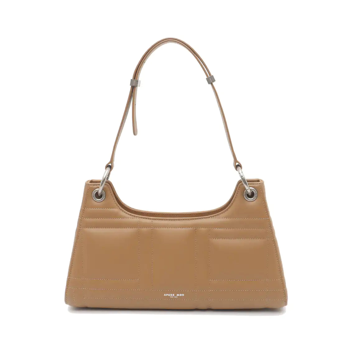 APEDE MOD Froggy Brown Leather Quilted Single Shoulder Bag Tote Bag Golden hardware-(SKU)-935941126