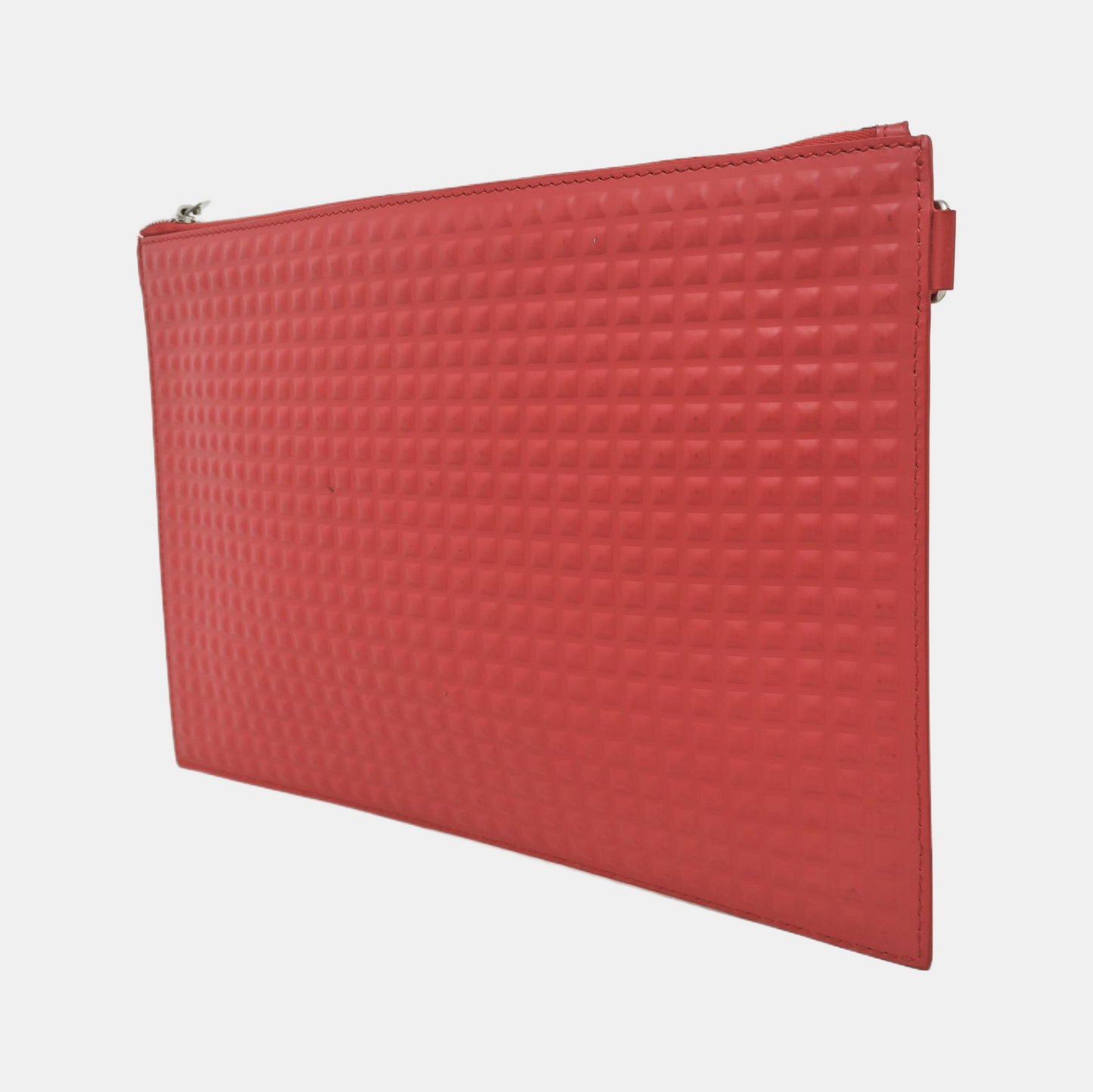BALENCIAGA Red Cowhide Relief Clutch Bag Silver Hardware-(SKU)-945646608
