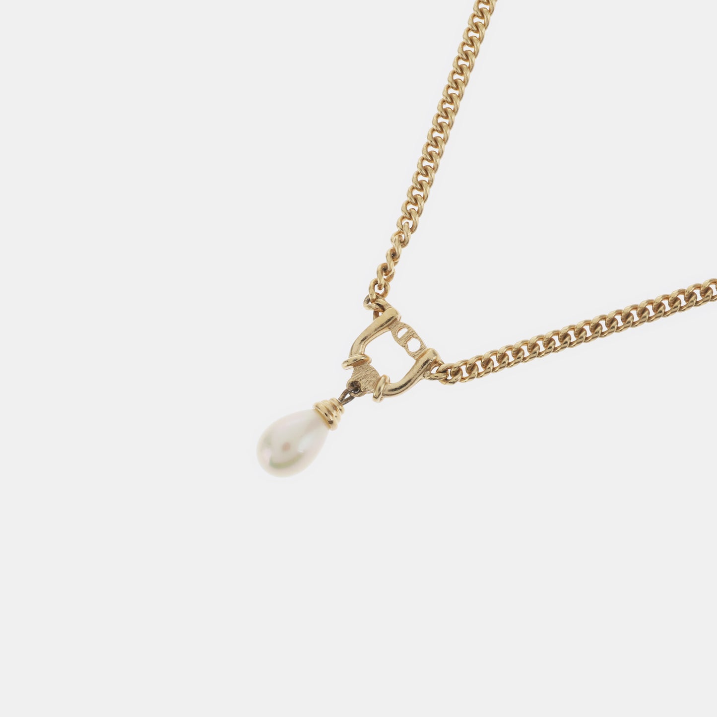 DIOR Gold Alloy Artificial Pearl and Diamond Necklace Length44cm-(SKU)-941361865