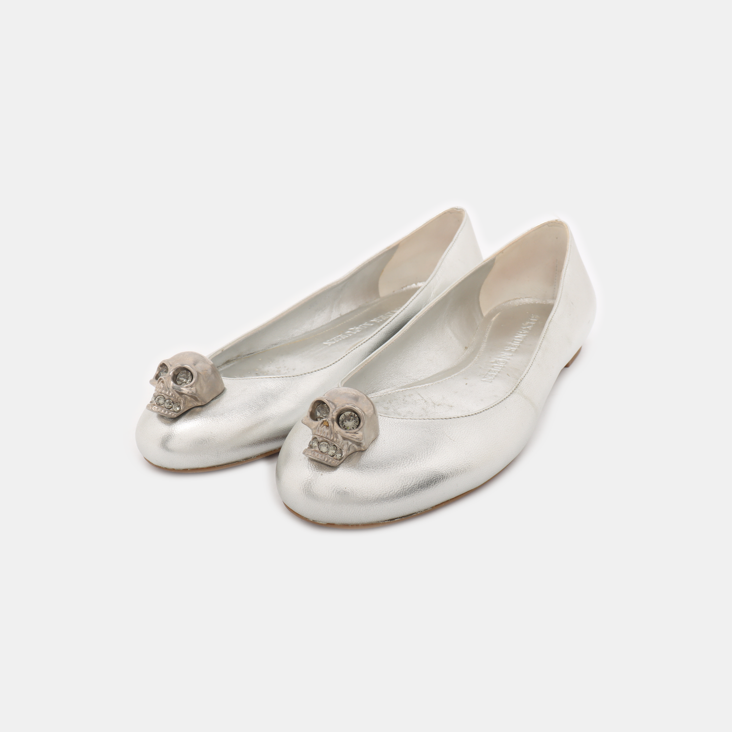 Alexander McQUEEN 36.5code Silver Leather Women's Low Heel Oxfords-(SKU)-14148185
