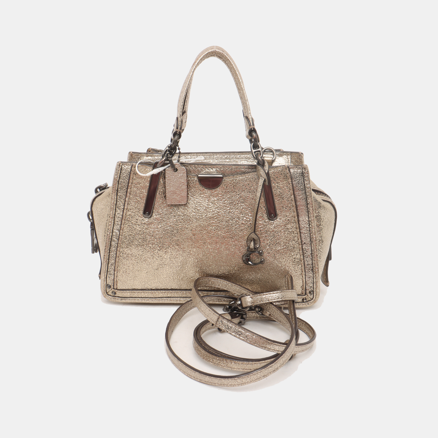 COACH DREAMER Champagne Cowhide Single Shoulder Handbag Crossbody Golden hardware Removable shoulder strap-(SKU)-934000281