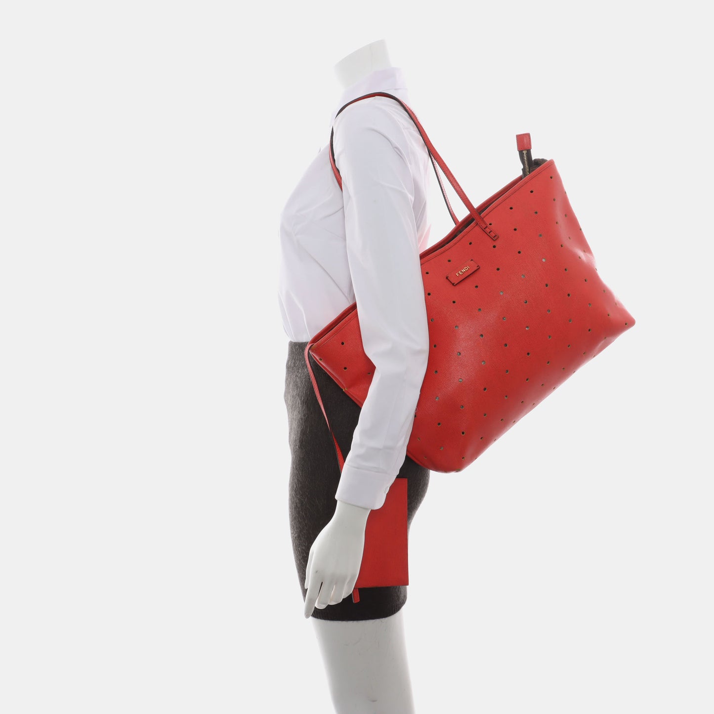 FENDI Tote bag Orange Cowhide Single Shoulder Bag Tote Bag Golden hardware Sub-bag-(SKU)-13019385