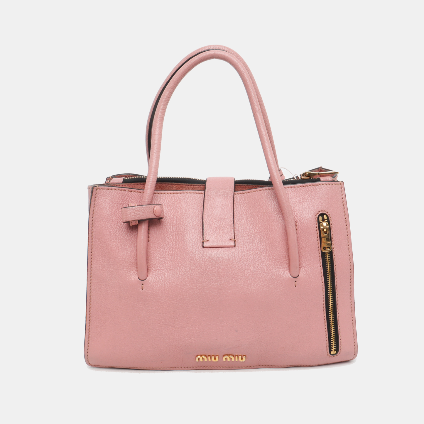 Miu Miu Pink Cowhide Sling Bag Tote Bag Golden hardware Removable shoulder strap-(SKU)-930663489