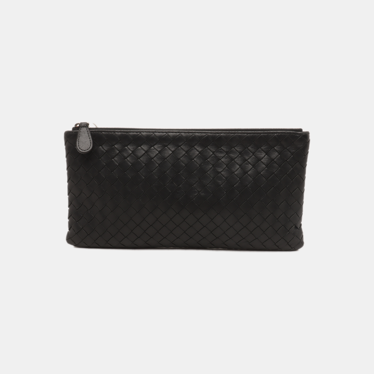 BOTTEGA VENETA Black Calf Leather Woven Clutch Black hardware-(SKU)-14277018