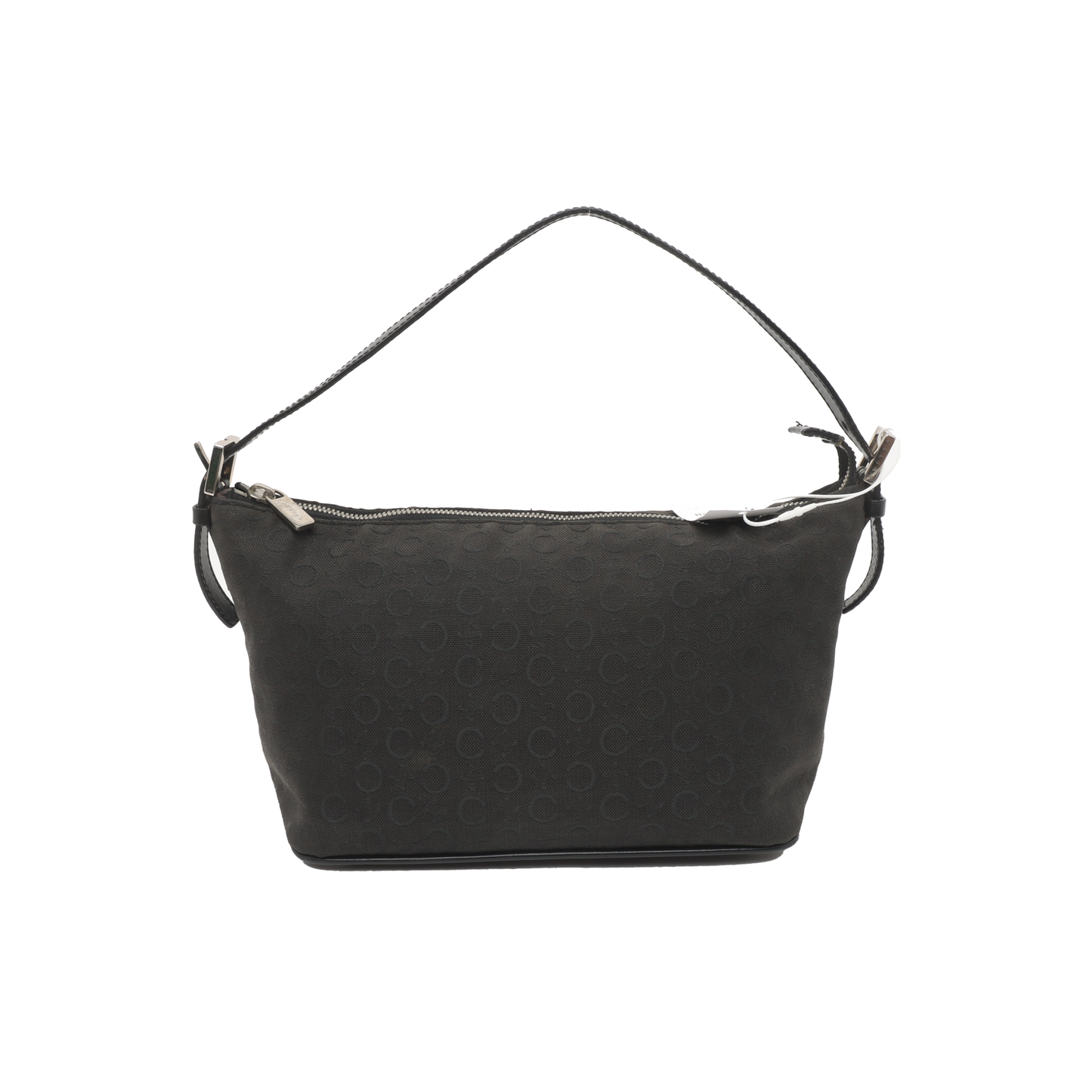 CELINE Black Fabric Triumph Handbag Single Shoulder Bag Silver Hardware Removable shoulder strap-(SKU)-934885209