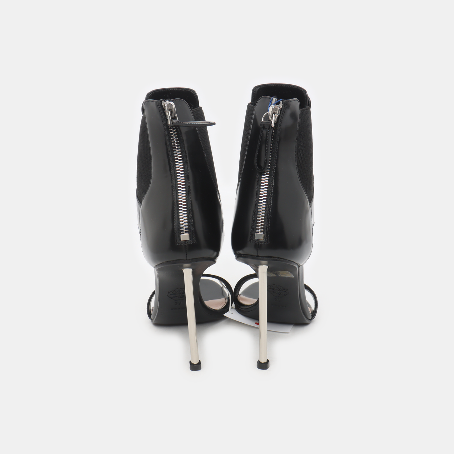 Alexander McQUEEN 39code Summer black leather mid-heel sandals for women-(SKU)-14467798